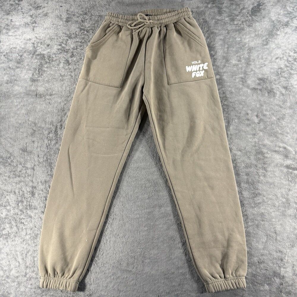 White Fox Sweatpants Womens Small Beige Vol.3 Jogger Elastic Waist Pockets